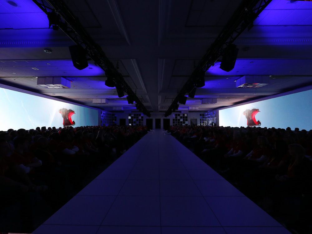 Vodafone conference catwalk stage LED displays