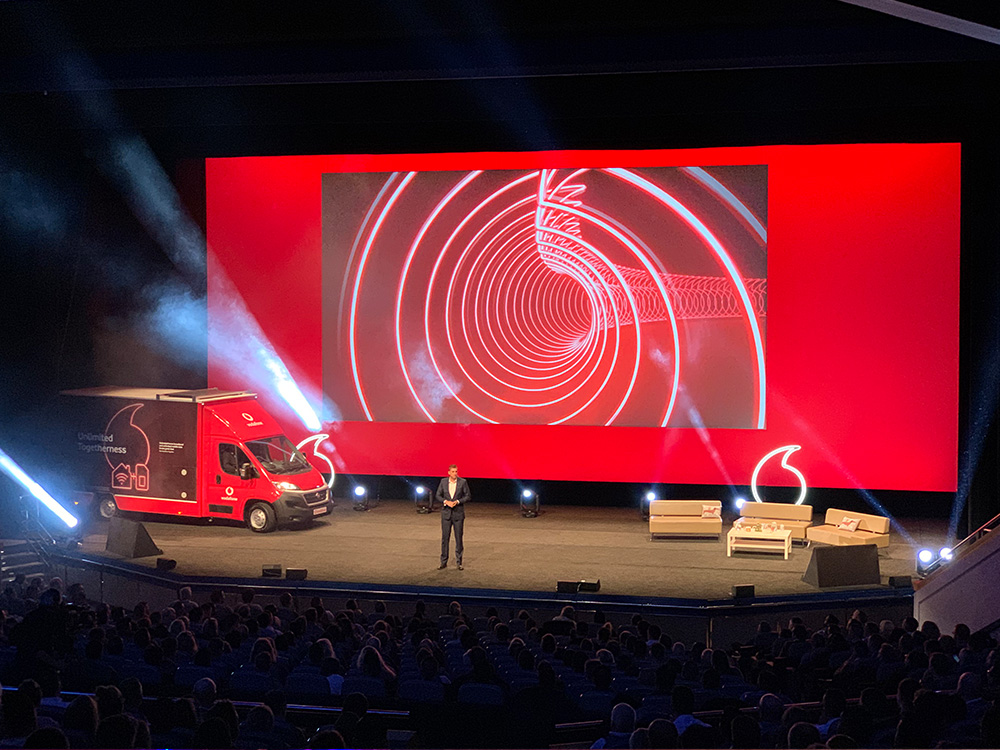 Vodafone conference van on stage